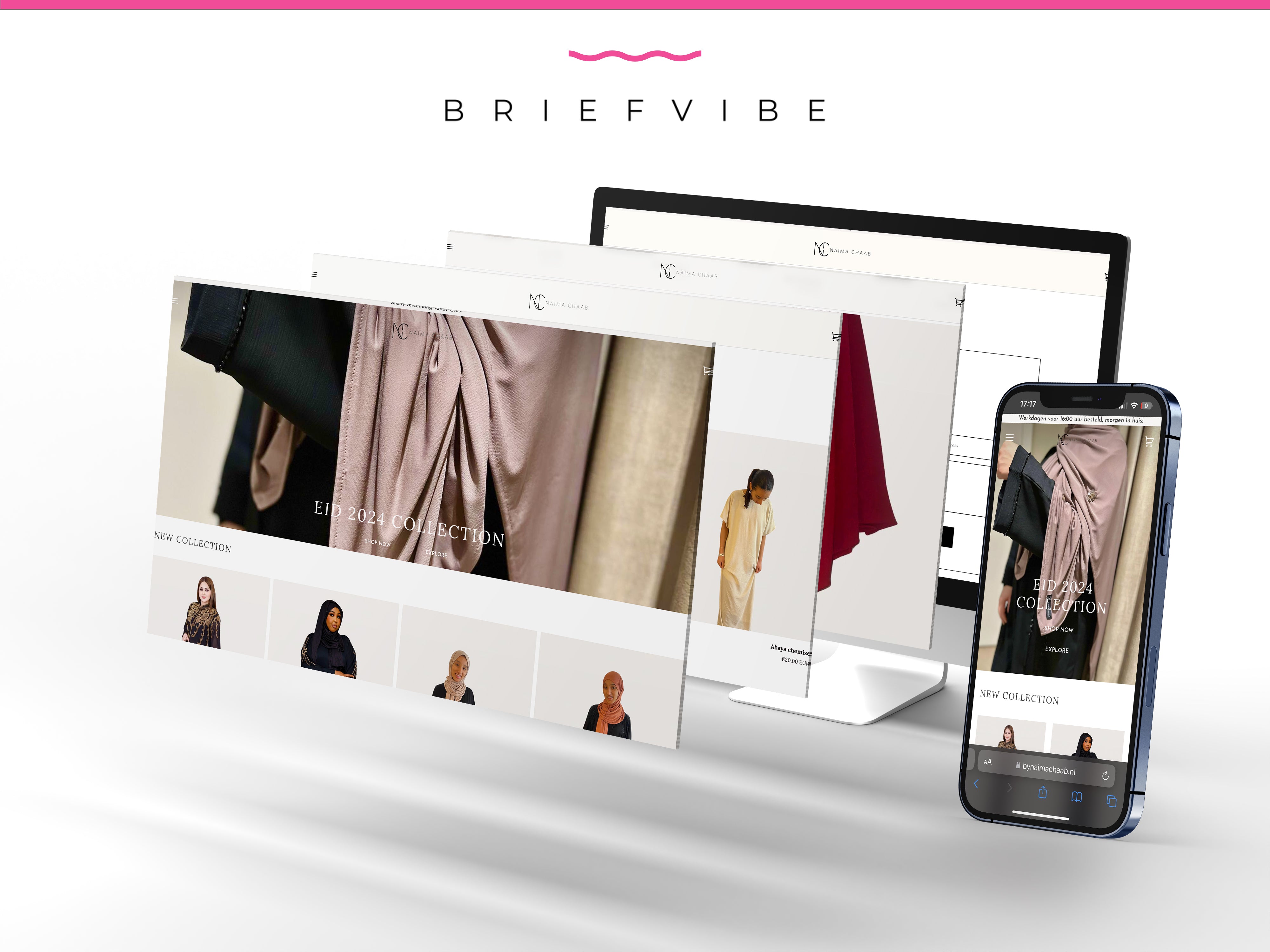 Briefvibe - Onlangs mocht ik een prachtige webshop ontwerpen voor By Naima Chaab! Bedankt voor je vertrouwen in Briefvibe 🍀  Ik hoop dat je veel plezier beleeft aan je gloednieuwe custom made shop! ♥️