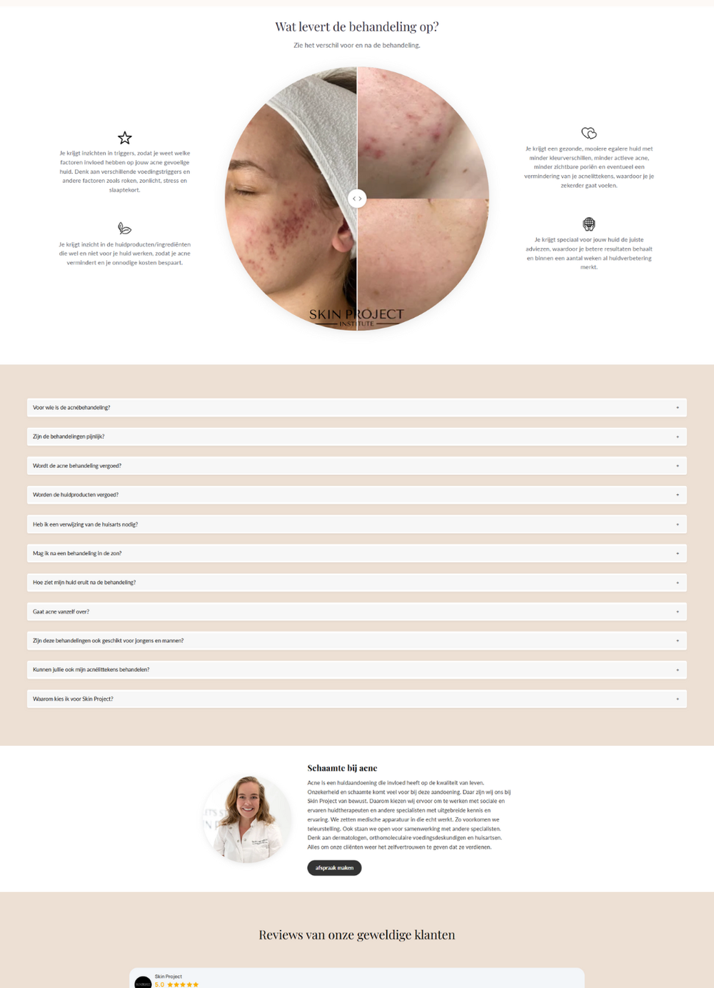 Detail van de Shopify webshop voor Skin Project Amsterdam.