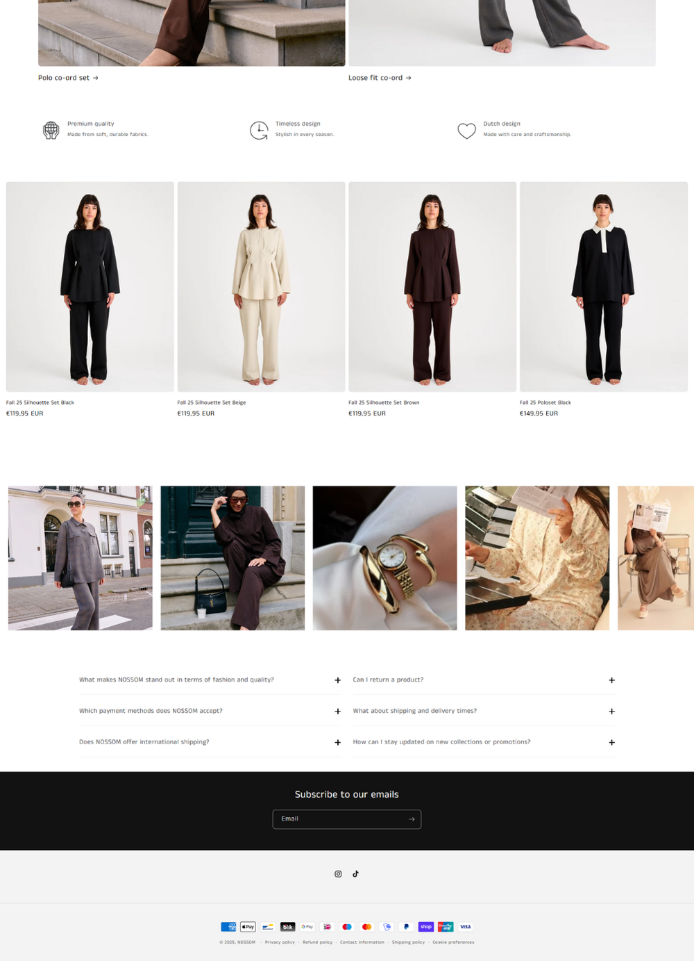 Detailweergave van de Shopify webshop voor NOSSOM.