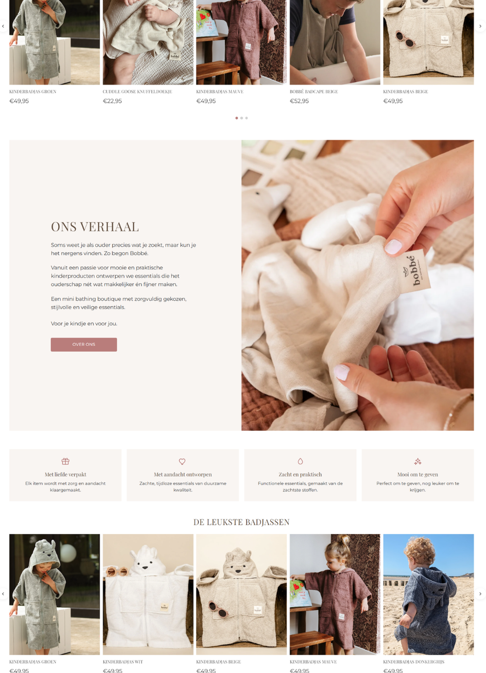 Detailweergave van de Shopify webshop voor Bobbé.