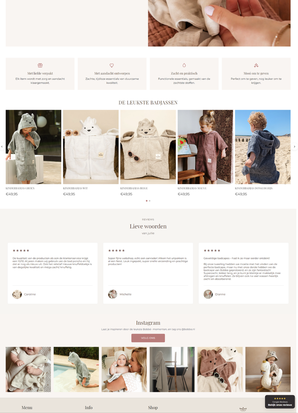 Shopify webshop voor Bobbé, ontworpen en ontwikkeld door Briefvibe.