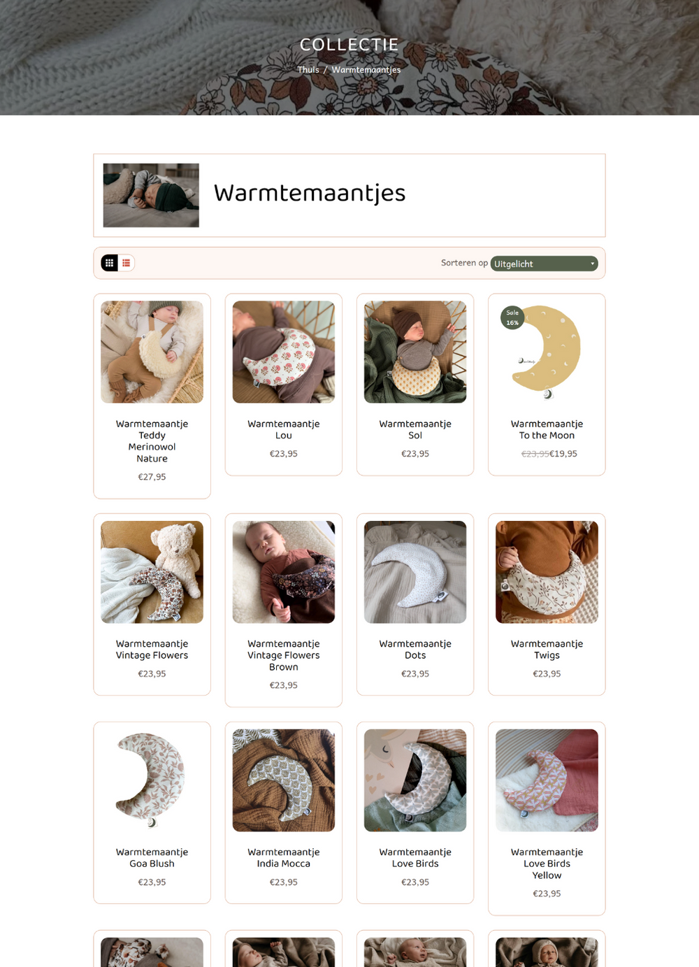 Responsive Shopify webshop voor NaturalCosyKids, ontworpen door Briefvibe.