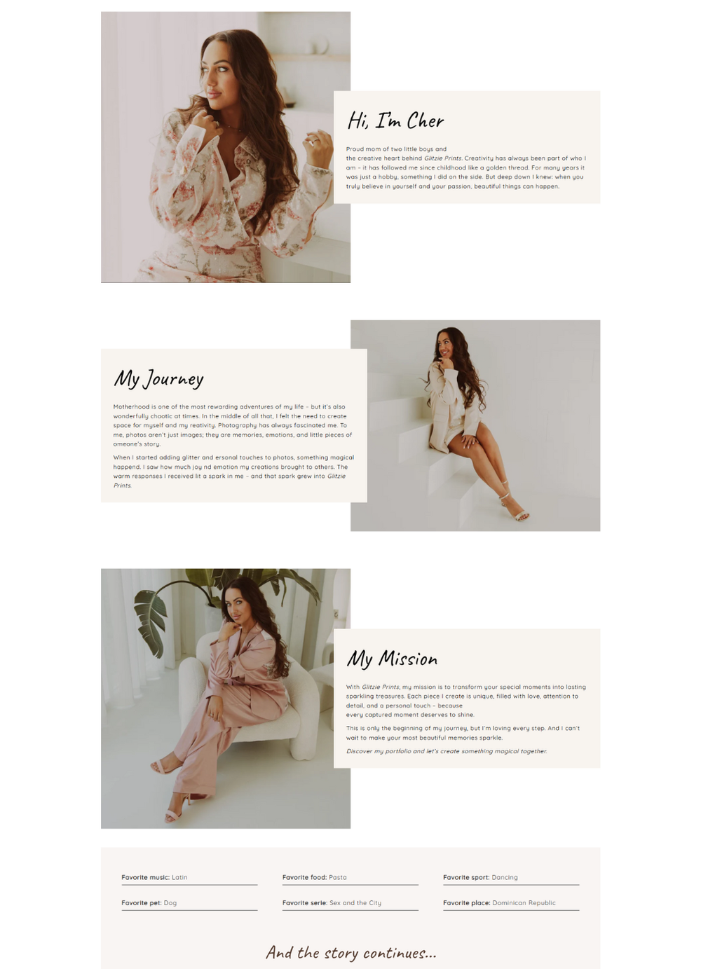 Detail van de Shopify webshop voor Glitzie Prints.