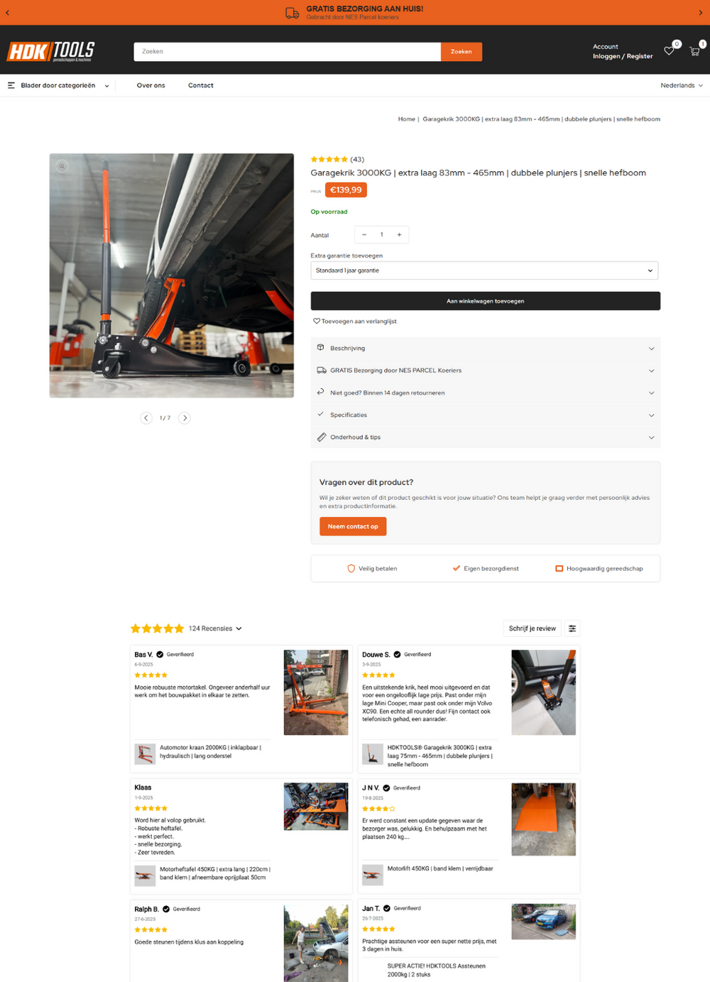 Shopify webshop voor HDKTools, ontwikkeld door Briefvibe.