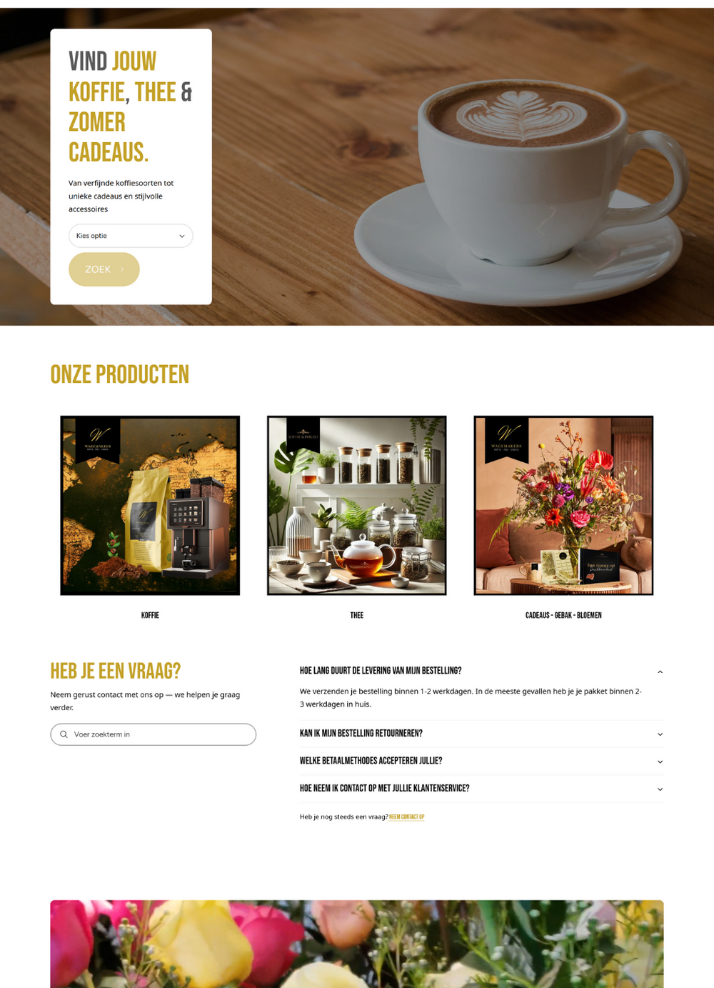 Detail van de Shopify webshop voor Wagemakers Koffie.