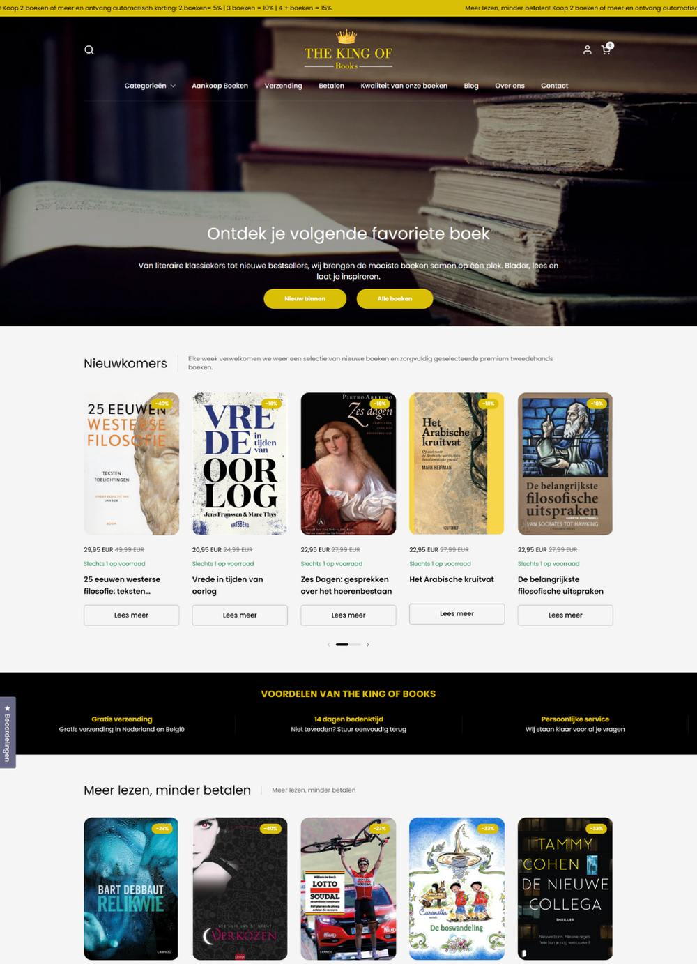 Responsive Shopify webshop voor The King of Books, ontworpen door Briefvibe.