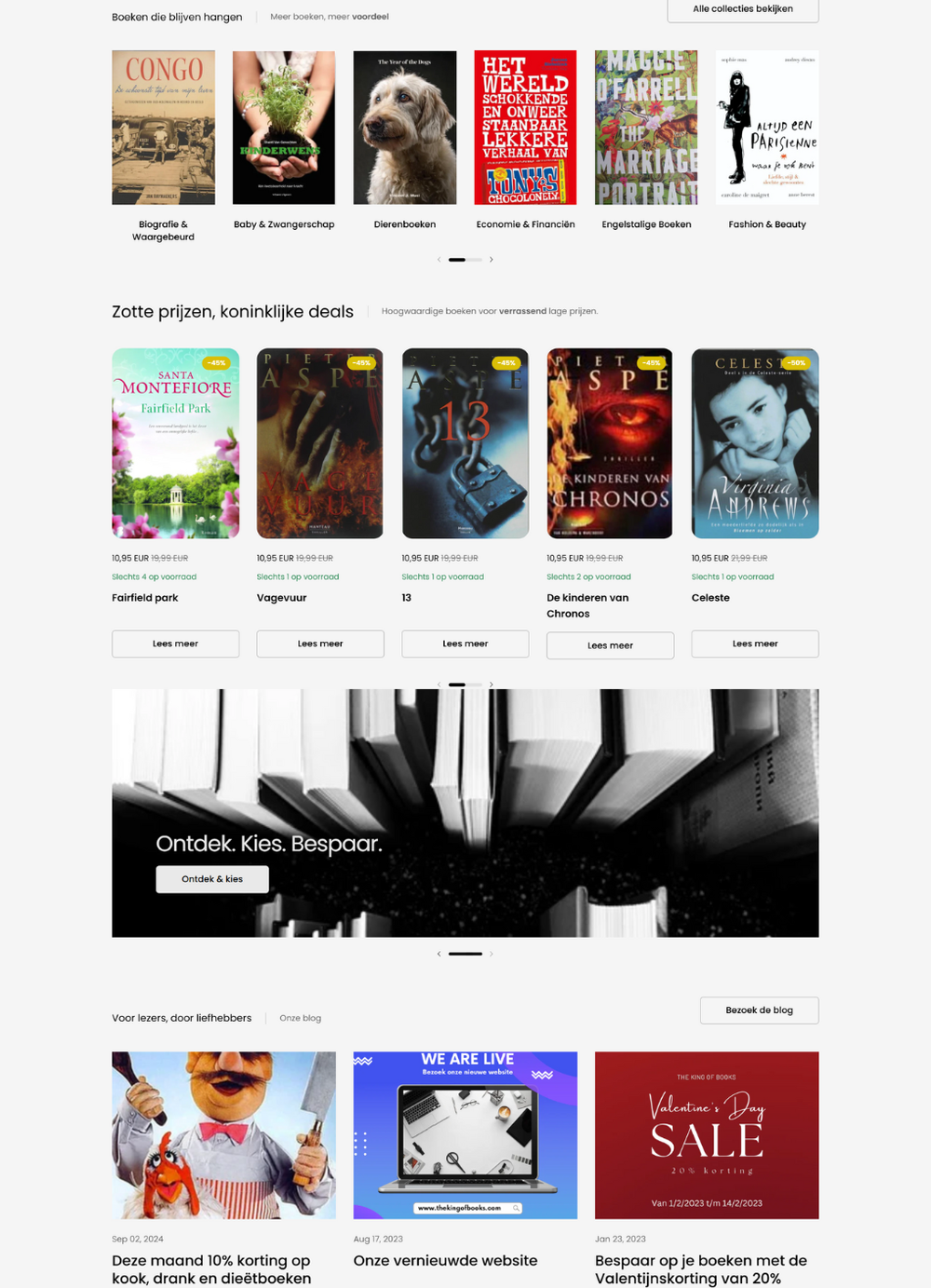 Detailweergave van de Shopify webshop voor The King of Books.