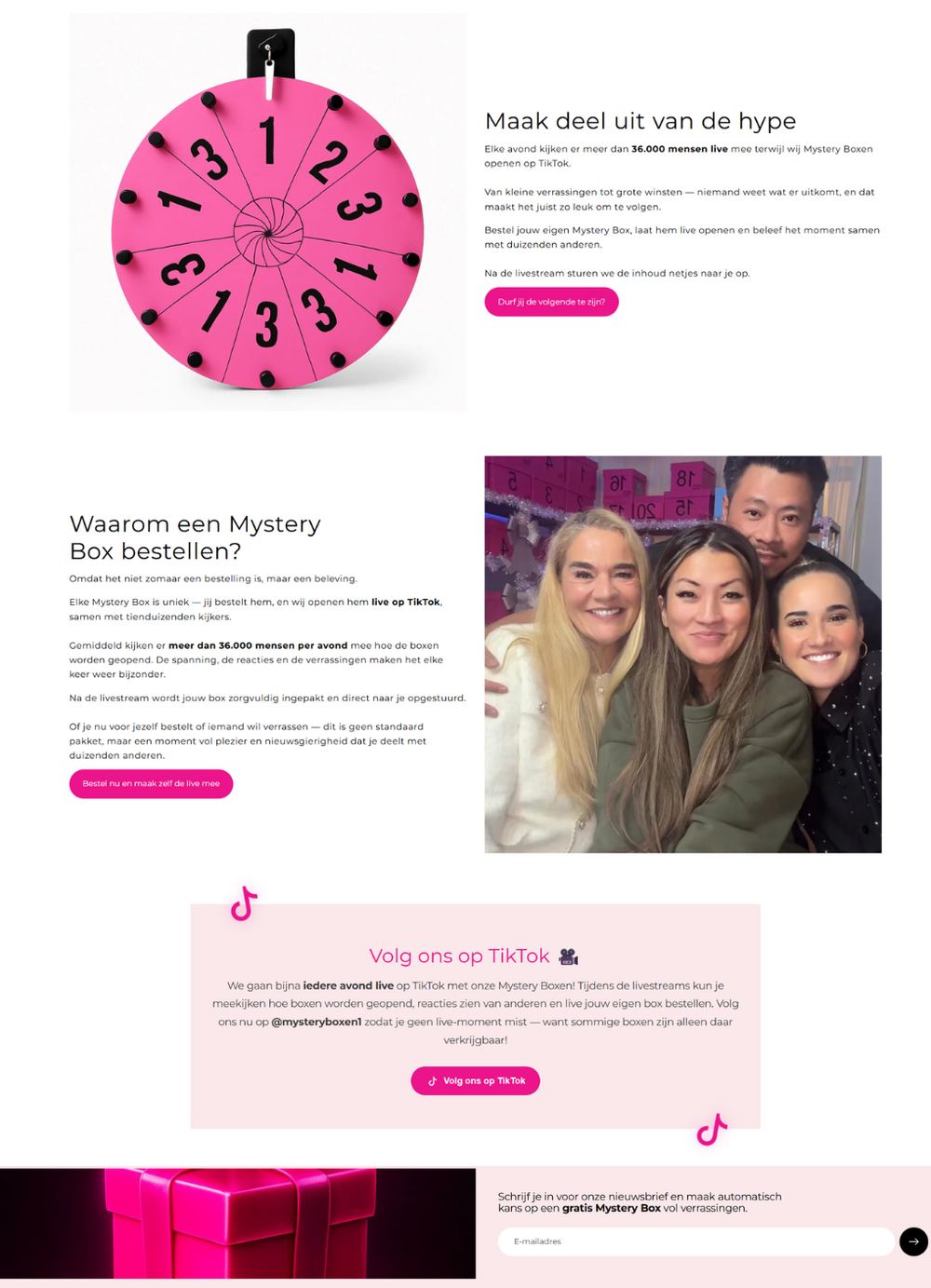 Responsive Shopify webshop voor Mysteryboxen, ontworpen door Briefvibe.