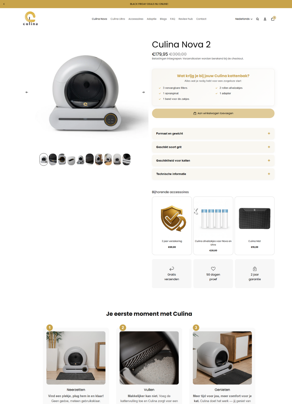 Responsive Shopify webshop voor Culina, ontwikkeld door Briefvibe.