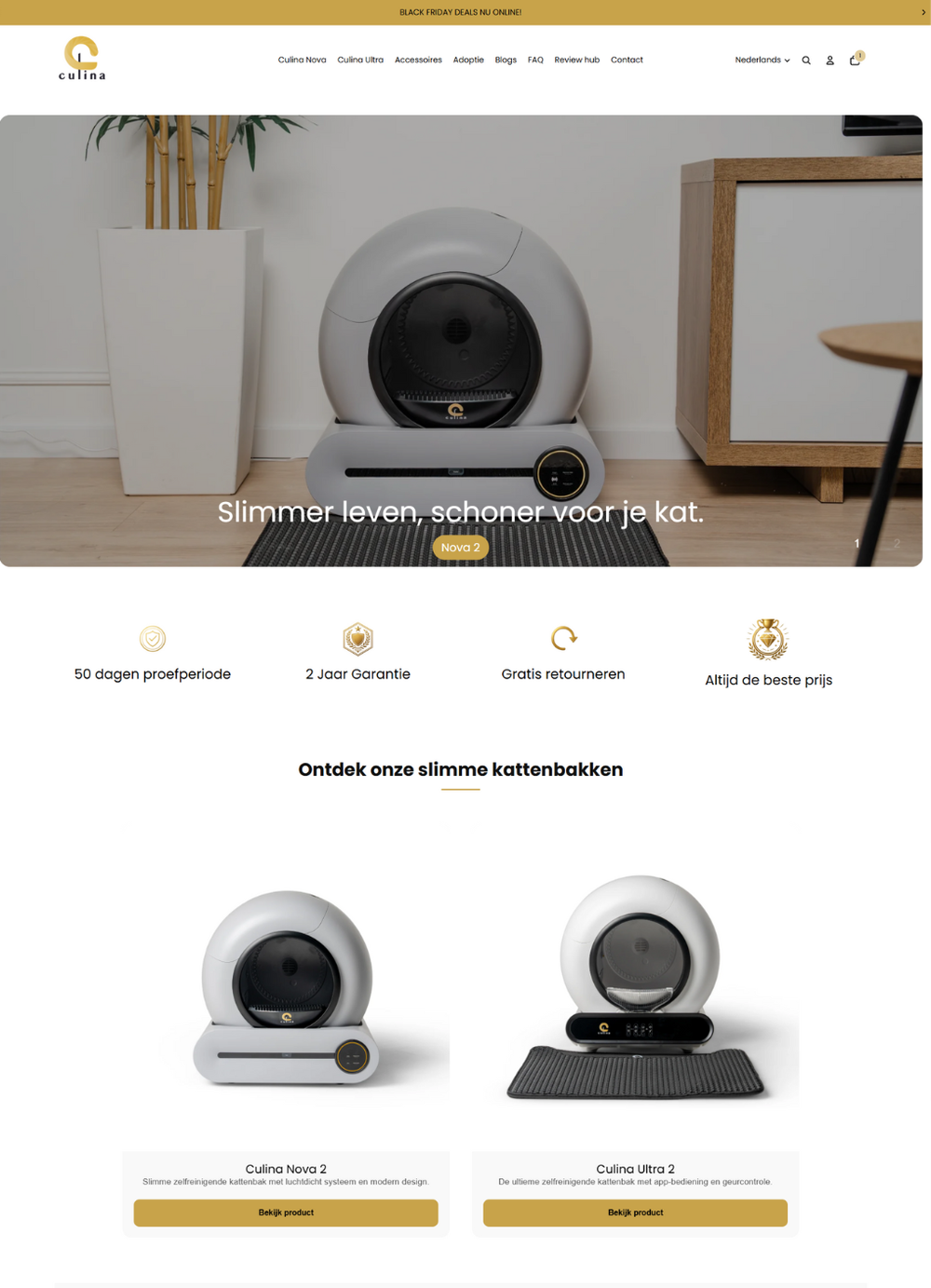 Detail van de Shopify webshop voor Culina.