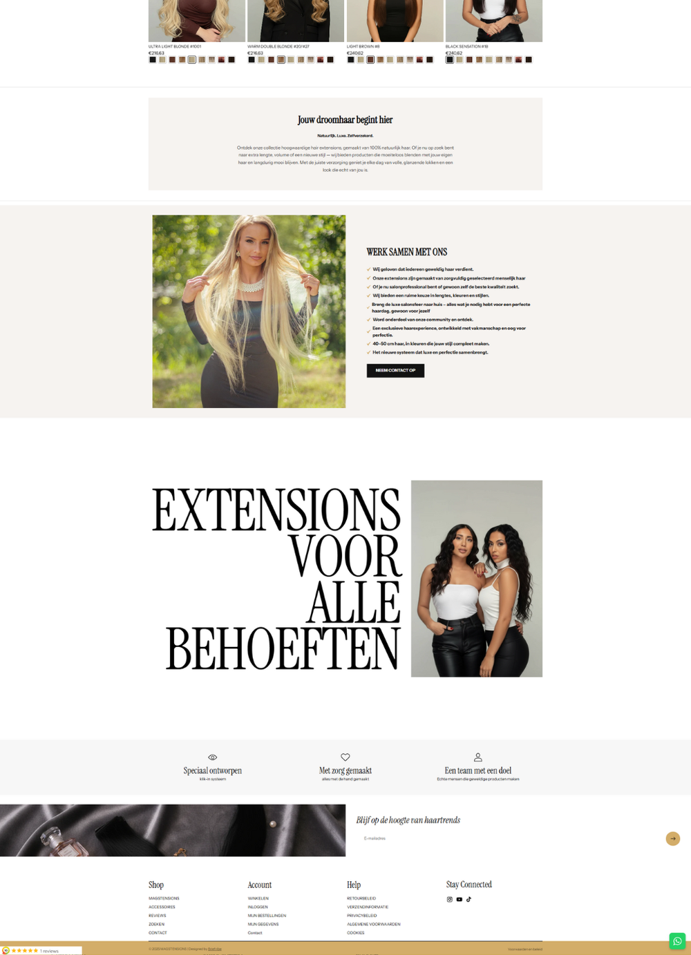 Detailweergave van de Shopify webshop voor Magstensions.