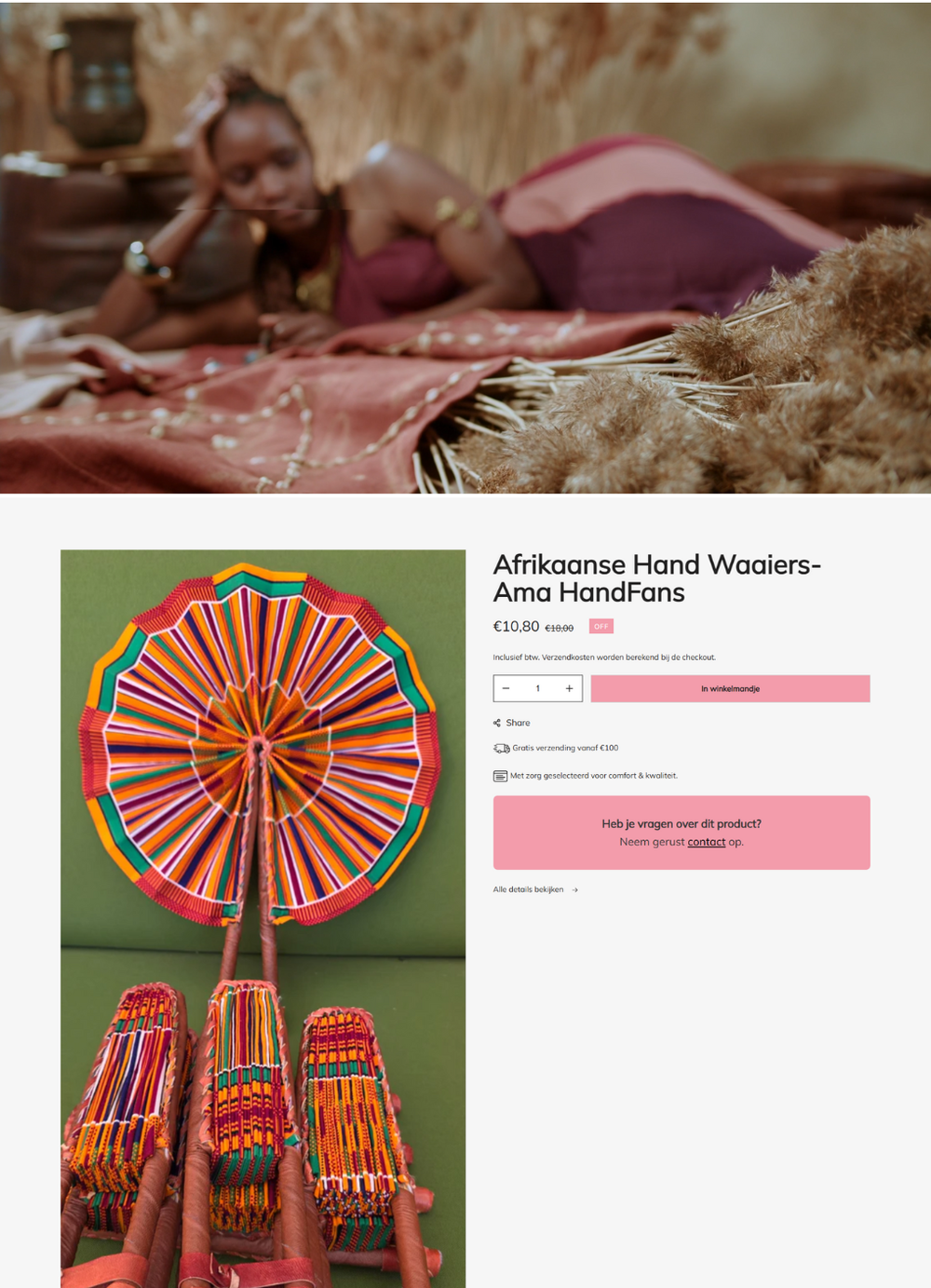 Detailweergave van de Shopify webshop voor Nana's Seamstress.