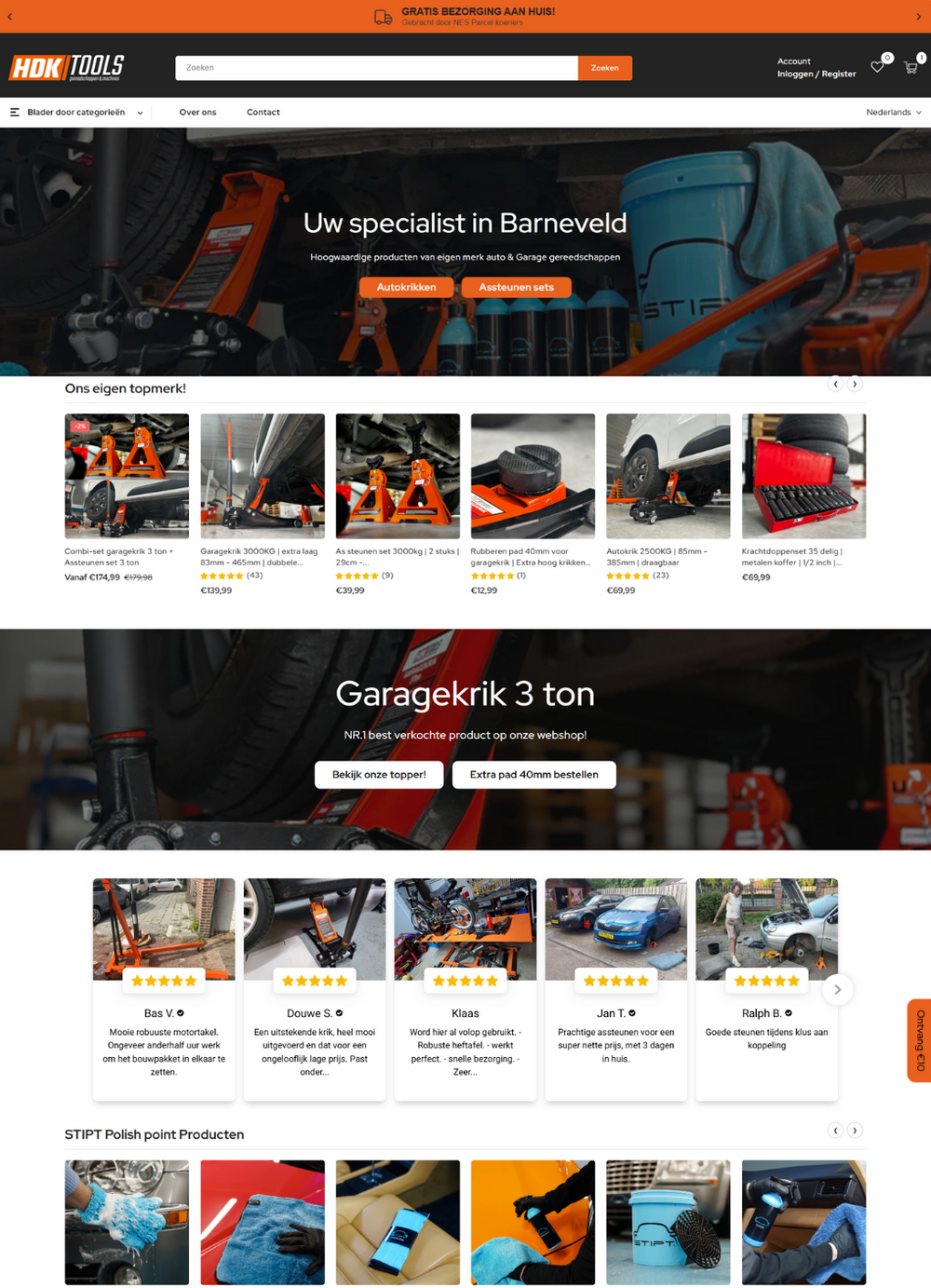 Responsive Shopify webshop voor HDKTools, ontwikkeld door Briefvibe.