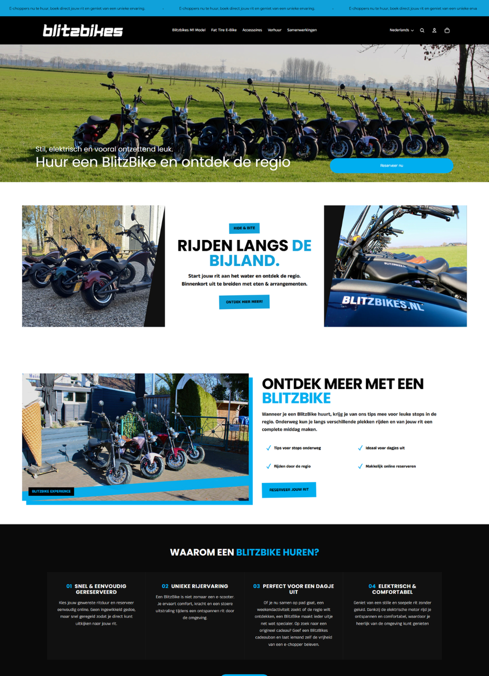 Shopify webshop voor Blitzbikes, ontwikkeld door Briefvibe.