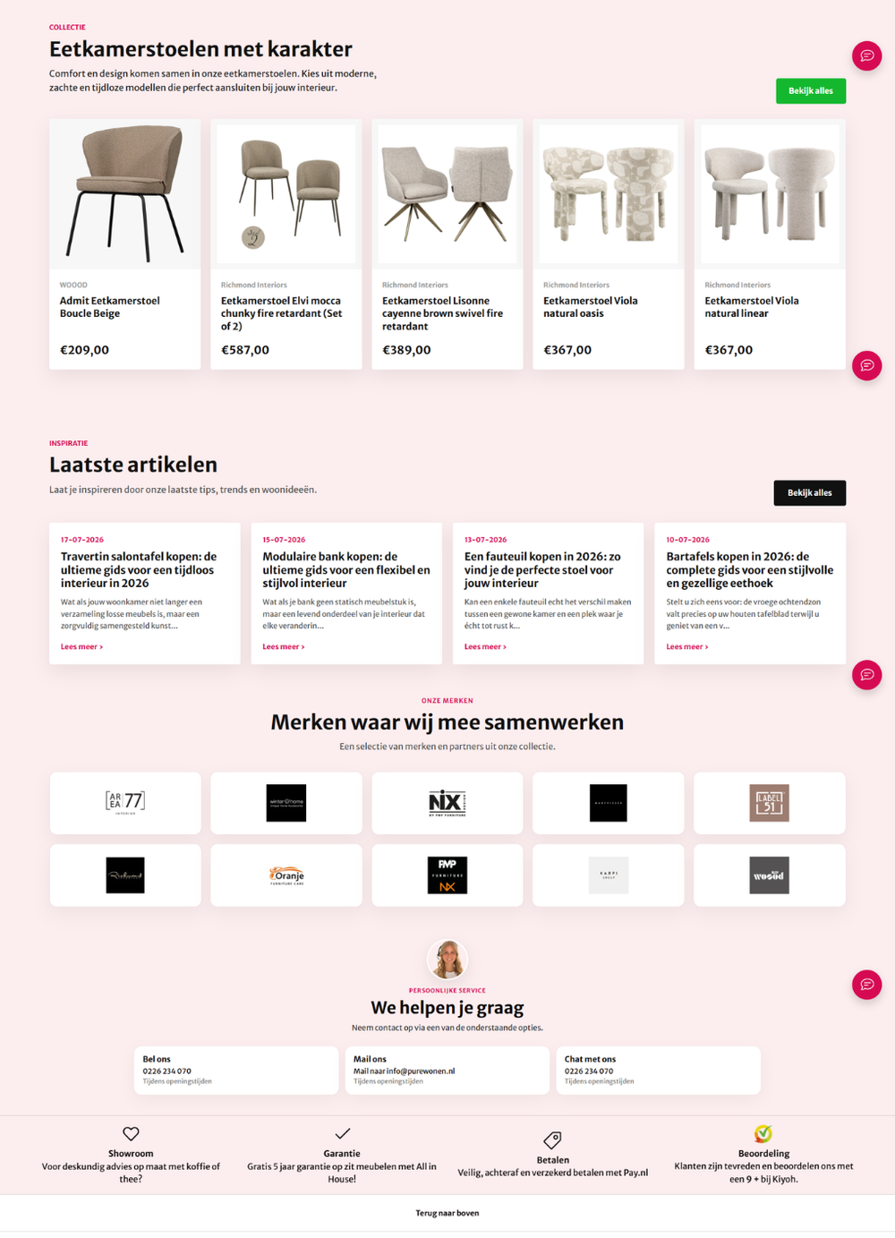Responsive Shopify webshop voor PureWonen, ontwikkeld door Briefvibe.