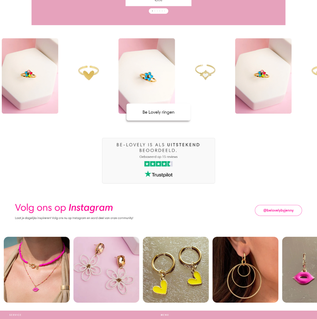 Be-Lovely – Stijlvolle Website Ontworpen door Briefvibe voor Sieraden