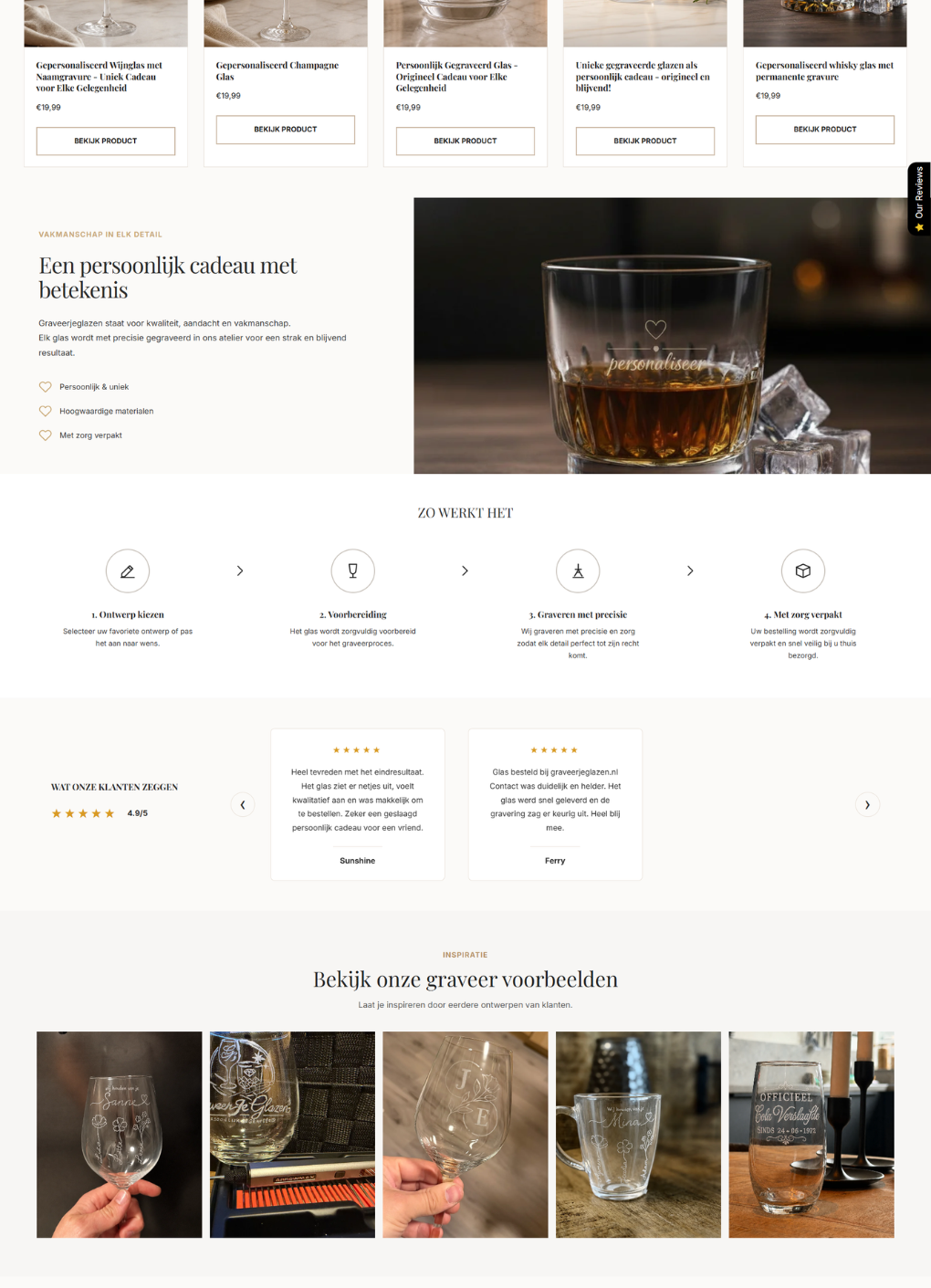 Shopify portfolio project Graveerjeglazen.nl